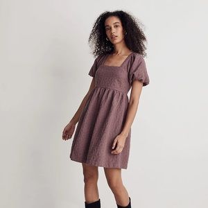 Madewell Floral Quilted Puff-Sleeve Mini Dress NWT